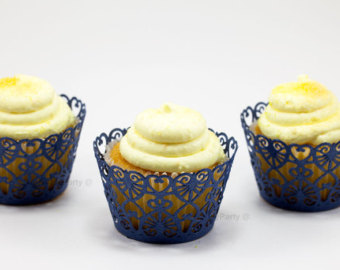 Navy Blue Lace Cupcake Wrappers Navy Blue Lace Cupcake Wrappers