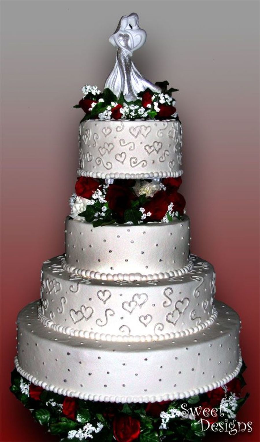 Red and Silver Wedding Cakes