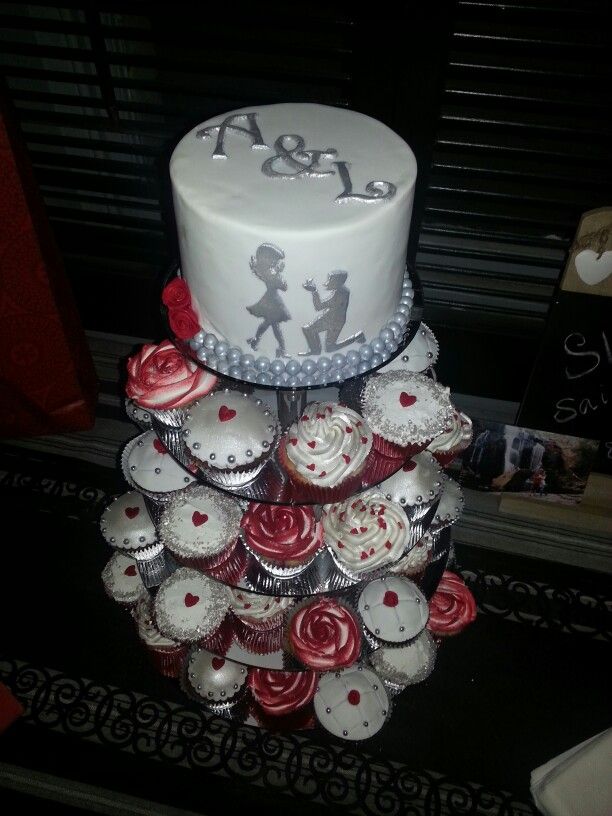 Red and Silver Wedding Cupcakes