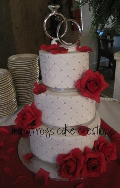 Red White and Silver Wedding Cake