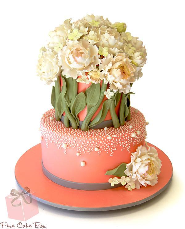 Bridal Shower Cake with Peonies Bridal Shower Cake with Peonies