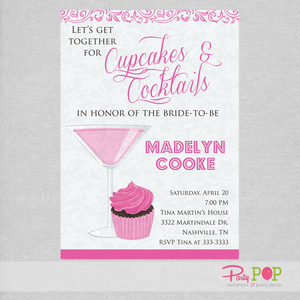 Cocktail Bridal Shower Invitation Cocktail Bridal Shower Invitation