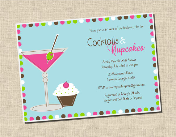 Cupcakes and Cocktails Bridal Shower Invitation Cupcakes and Cocktails Bridal Shower Invitation