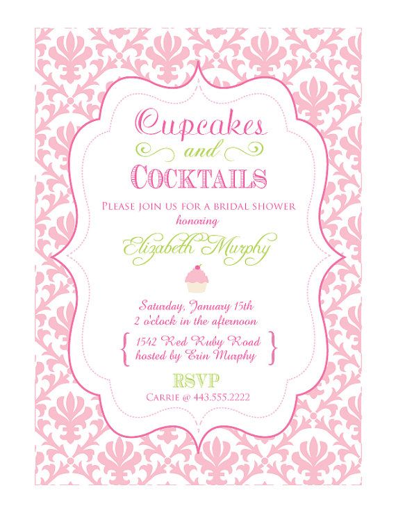 Cupcakes and Cocktails Bridal Shower Invitation Cupcakes and Cocktails Bridal Shower Invitation