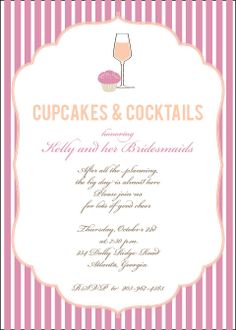 Cupcakes and Cocktails Bridal Shower Invitation Cupcakes and Cocktails Bridal Shower Invitation