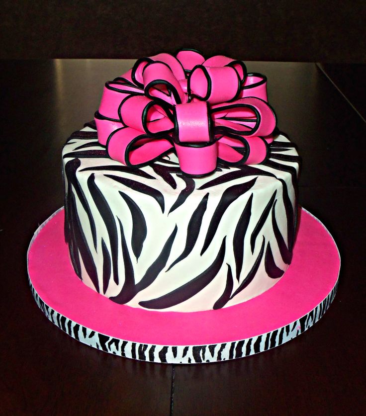 Pink and Black Zebra Birthday Cake Pink and Black Zebra Birthday Cake