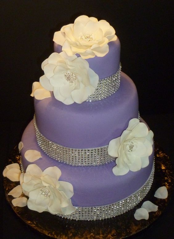 Purple Wedding Cake with Bling Purple Wedding Cake with Bling