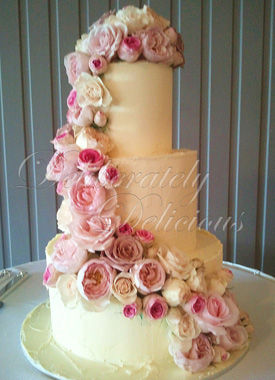 9 Icing With Cascading Flowers Wedding Cakes Photo 3 Tier Wedding