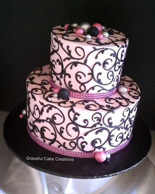 Black and Pink Bridal Shower Cake Black and Pink Bridal Shower Cake