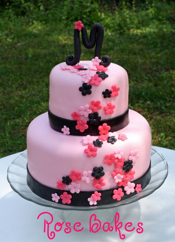 Black and Pink Bridal Shower Cake Black and Pink Bridal Shower Cake