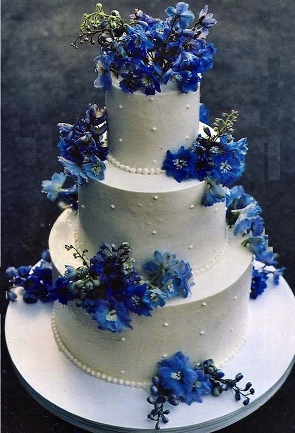 Blue Floral Wedding Cake