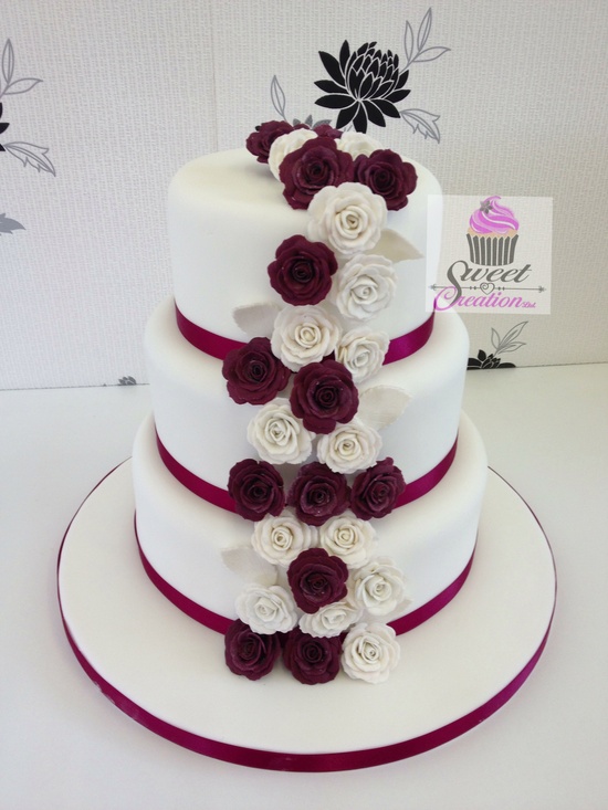 white and burgundy wedding