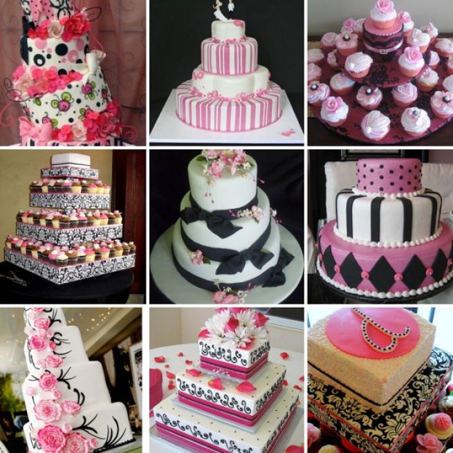 Pink Black and White Wedding Cake Pink Black and White Wedding Cake