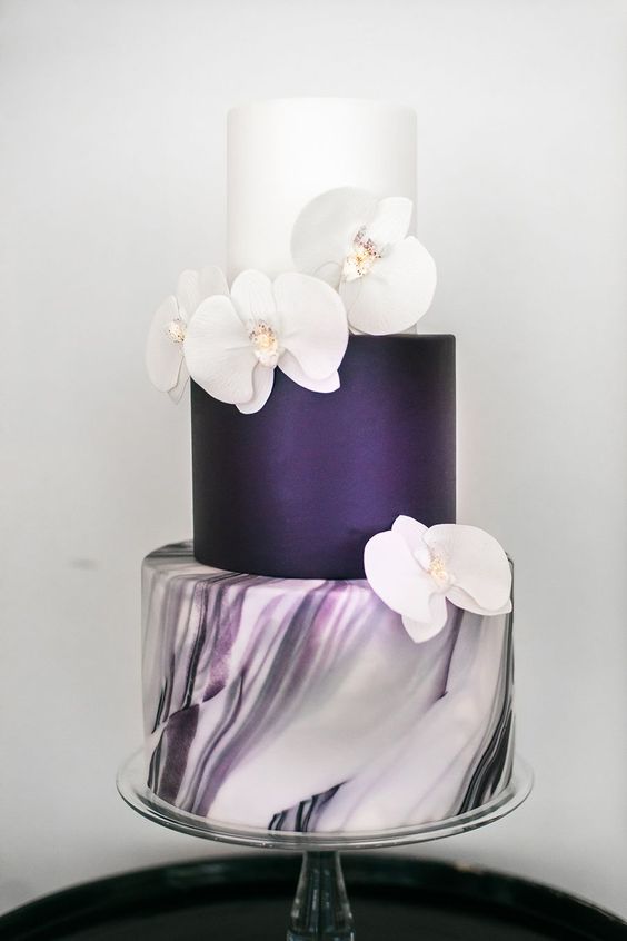 Purple and White Wedding Cake