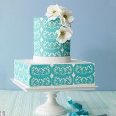 Aqua Blue and White Wedding Cake Aqua Blue and White Wedding Cake