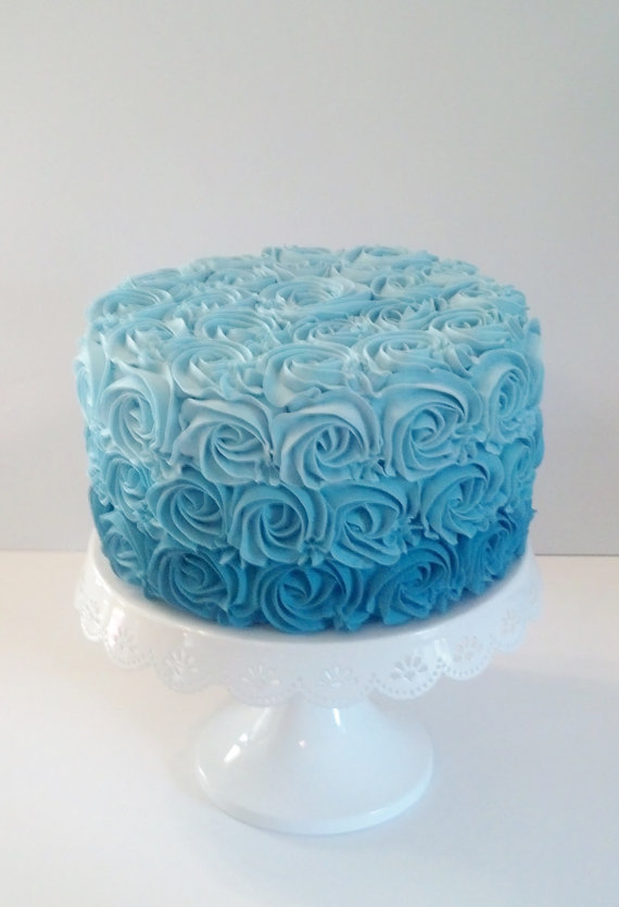 Aqua Blue Ombre Wedding Cake Aqua Blue Ombre Wedding Cake