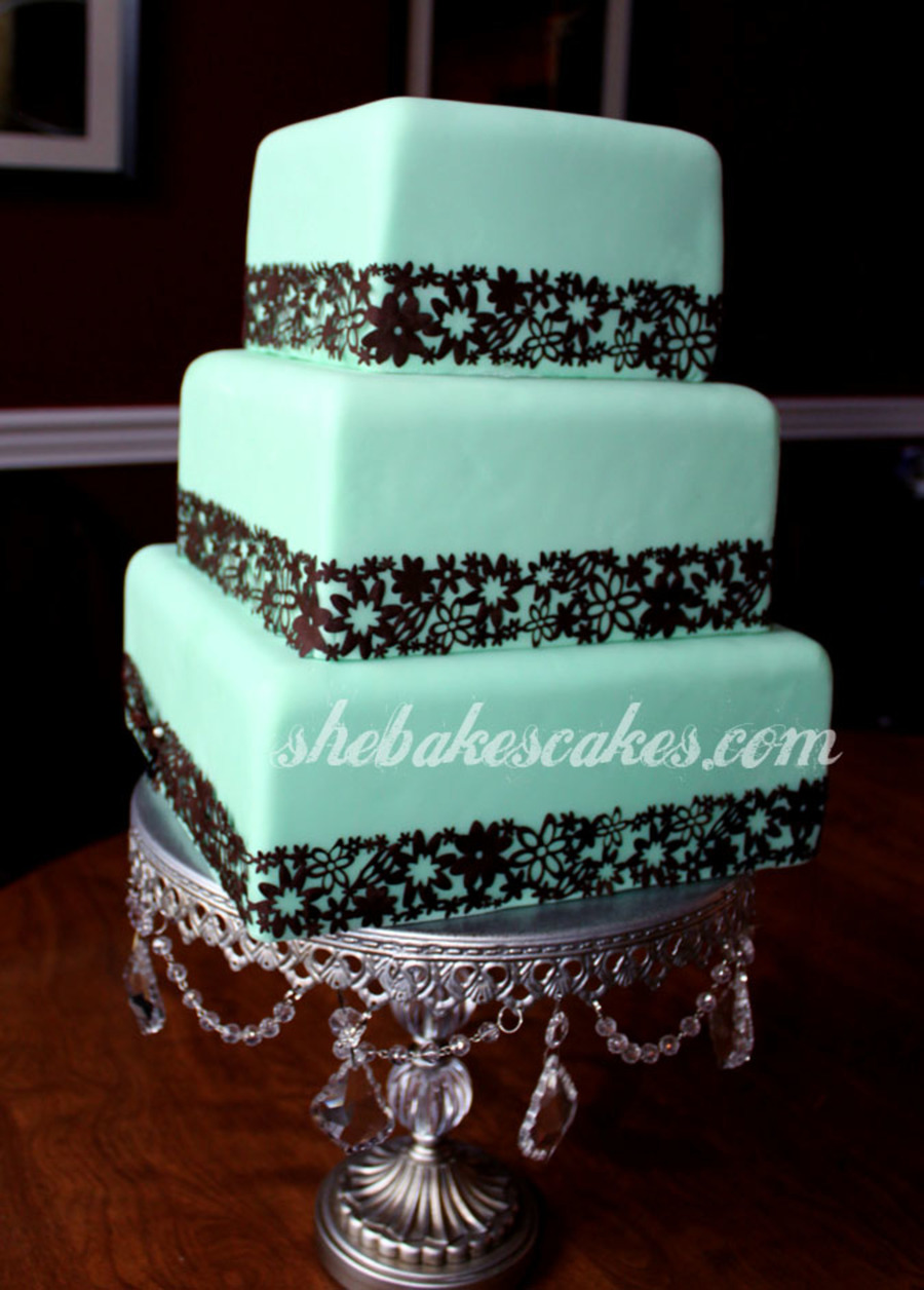 Blue Green and Brown Wedding Cake Blue Green and Brown Wedding Cake