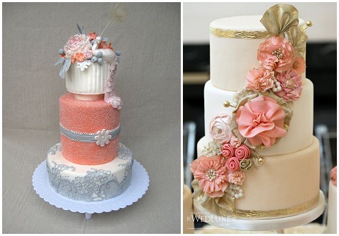 coral and silver wedding