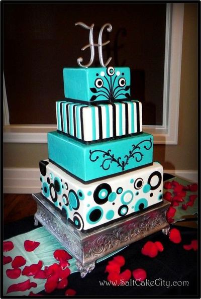 Tiffany Blue Wedding Cake Black and White Tiffany Blue Wedding Cake Black and White