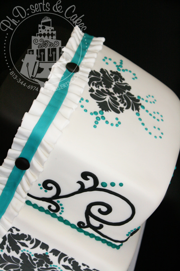 Black and Teal Bridal Shower Cake Black and Teal Bridal Shower Cake