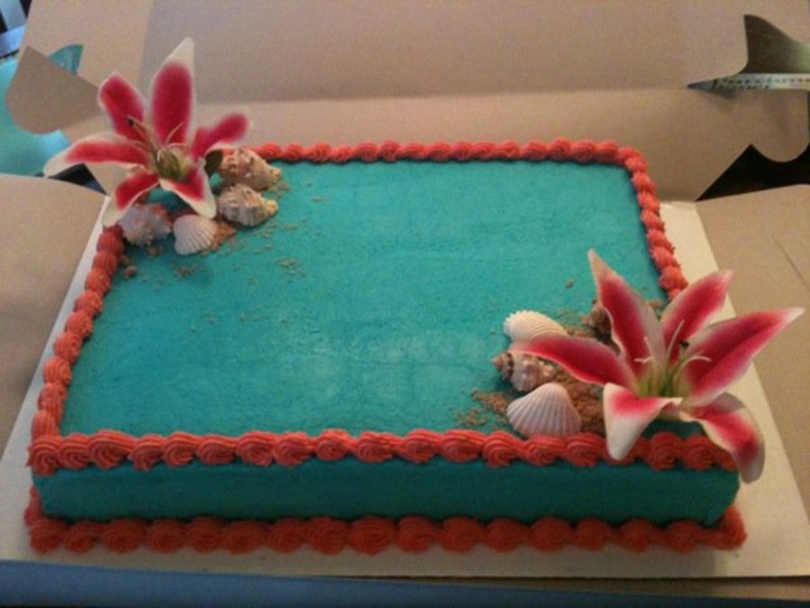 Coral and Teal Baby Shower Cake Coral and Teal Baby Shower Cake