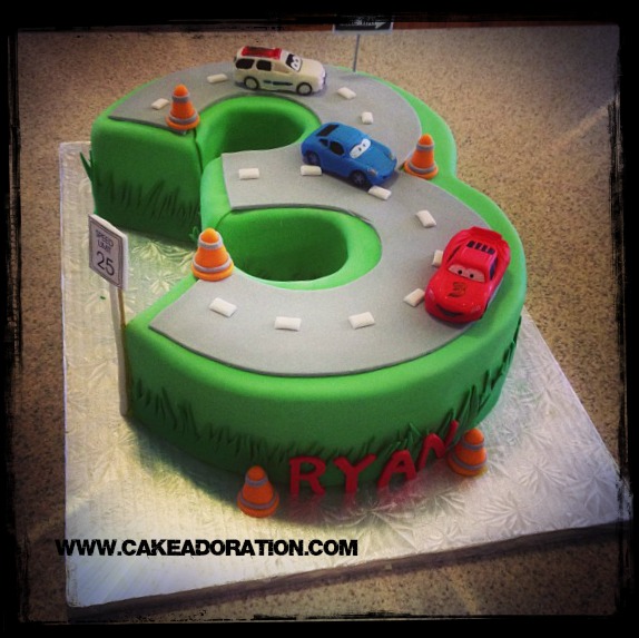 Track Race Cars Number Cake Track Race Cars Number Cake