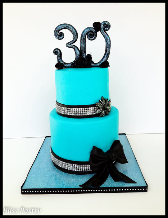 Black and Teal Birthday Cake