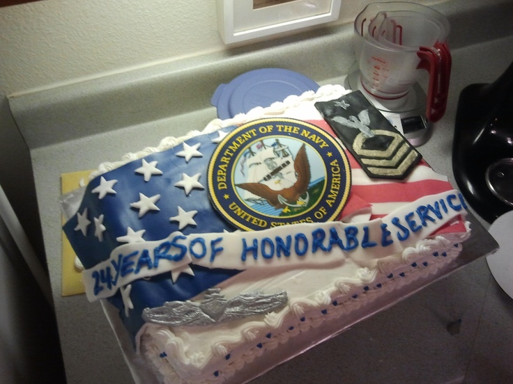 Navy Retirement Cake - 3 Tier Navy Retirement Cake - 3 Tier