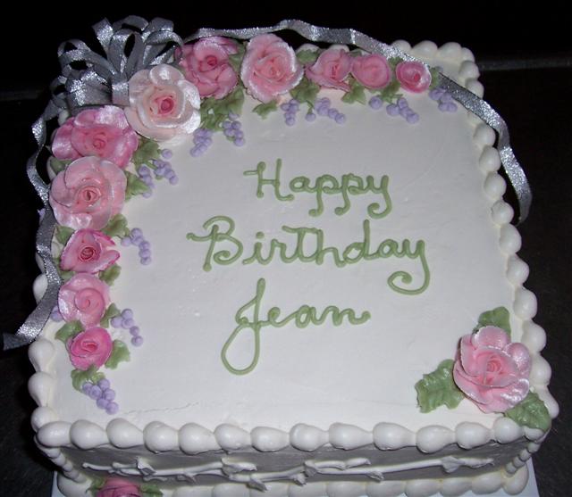 Square Birthday Cakes with Flowers Square Birthday Cakes with Flowers