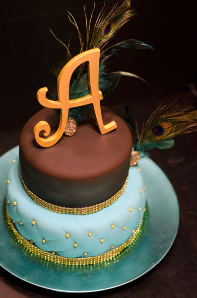 Teal and Gold Birthday Cake