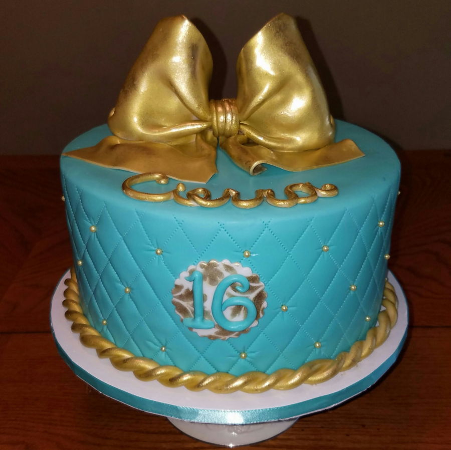 Teal and Gold Sweet 16 Cakes