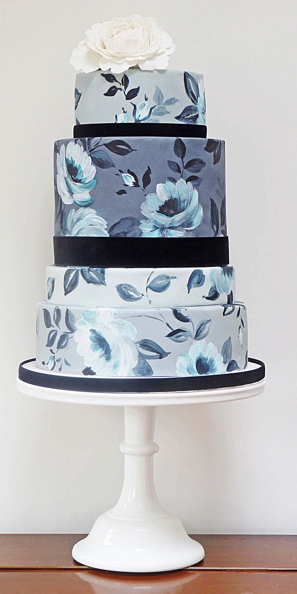 Blue and Grey Wedding Cake