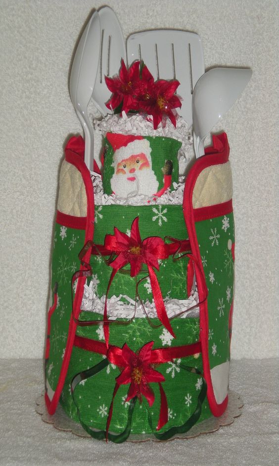 Christmas Kitchen Towel Cake Christmas Kitchen Towel Cake
