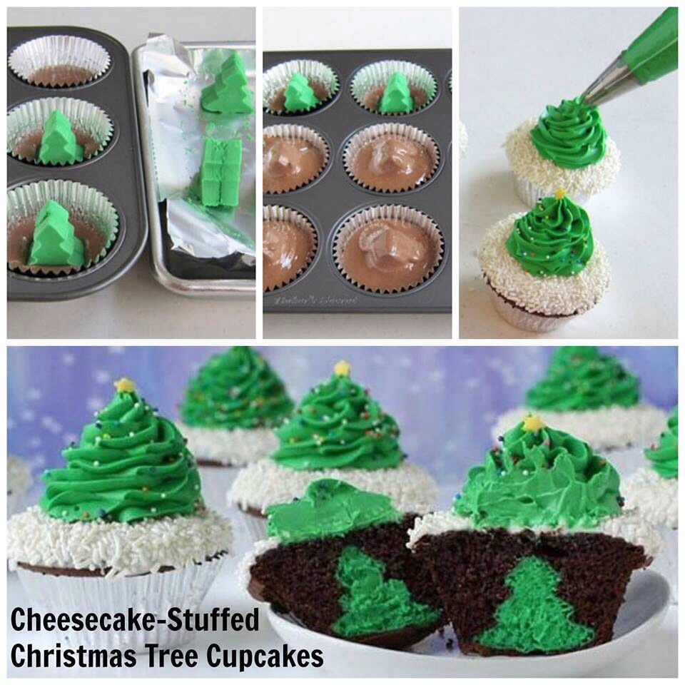 Christmas Tree Cheesecake Stuffed Cupcakes Christmas Tree Cheesecake Stuffed Cupcakes