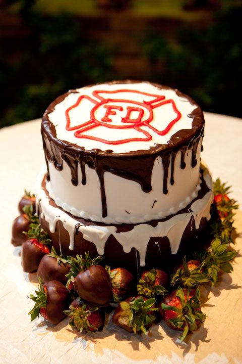 13 Firefighter Grooms Cakes With White Flames On Sides Photo Fire