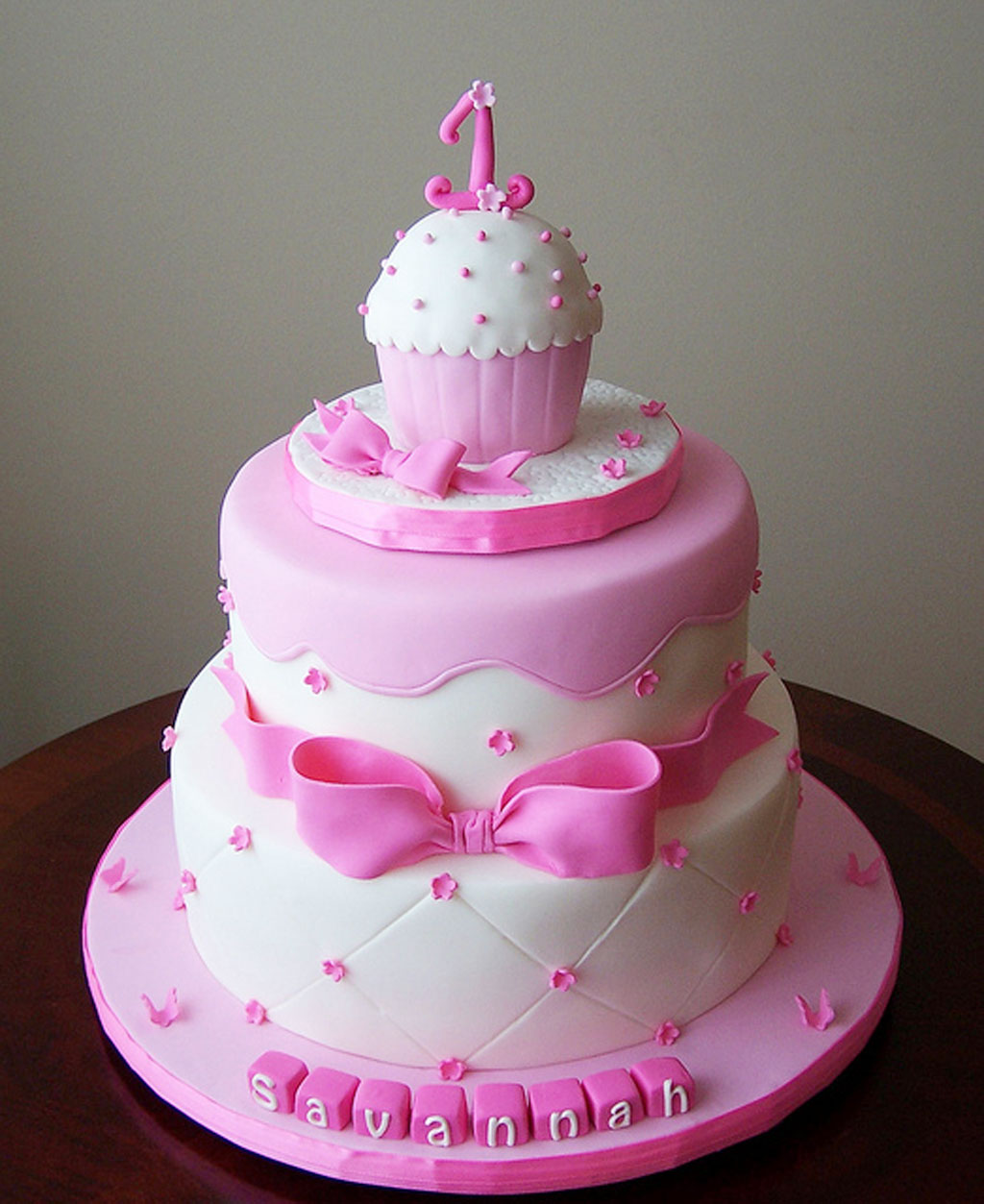 Pink 1st Birthday Cake