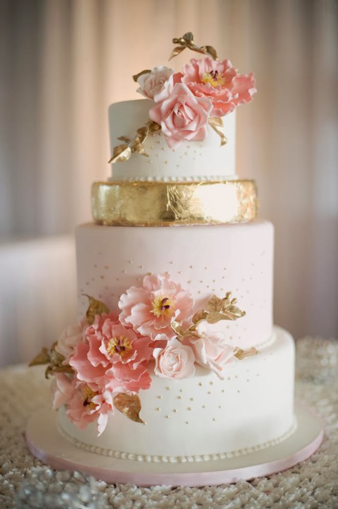 Pink and Gold Wedding Cake Pink and Gold Wedding Cake