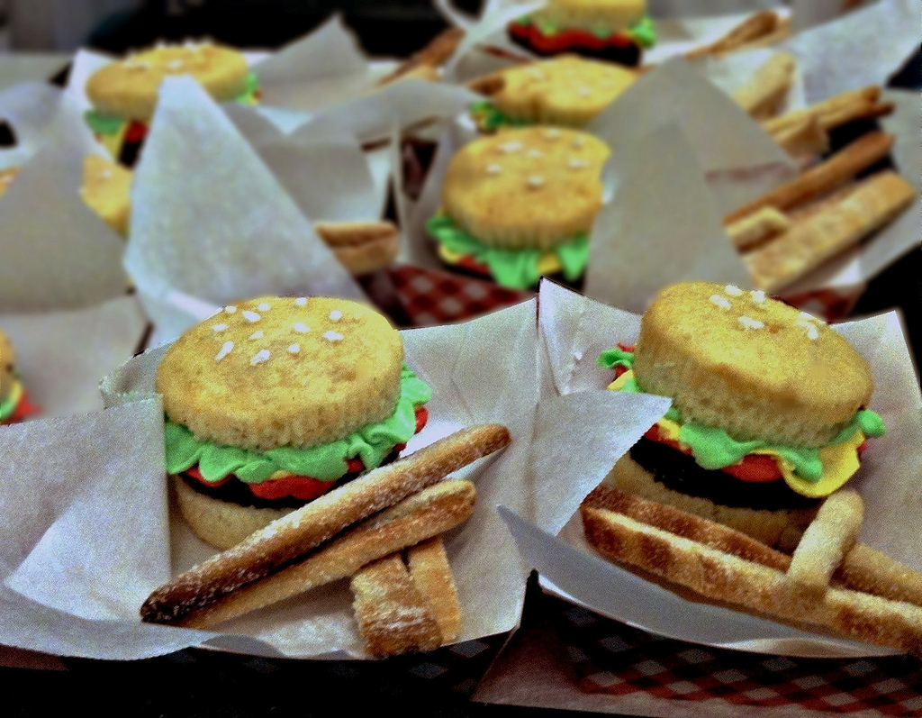 French Fries and Hamburger Cupcakes
