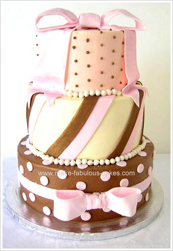 Pink and Brown Bridal Shower Cake Pink and Brown Bridal Shower Cake