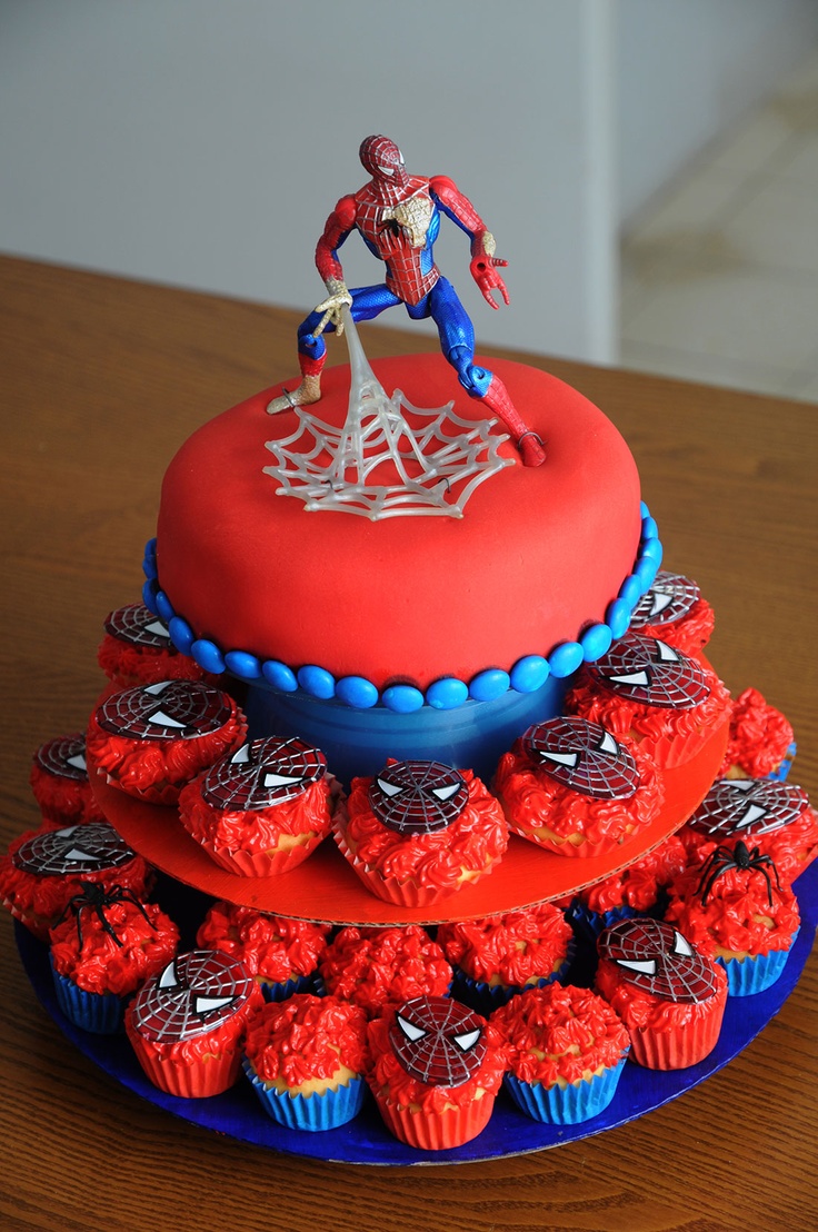 12 Cakes With Cupcakes For Mans Photo Spider Man Cupcake Birthday