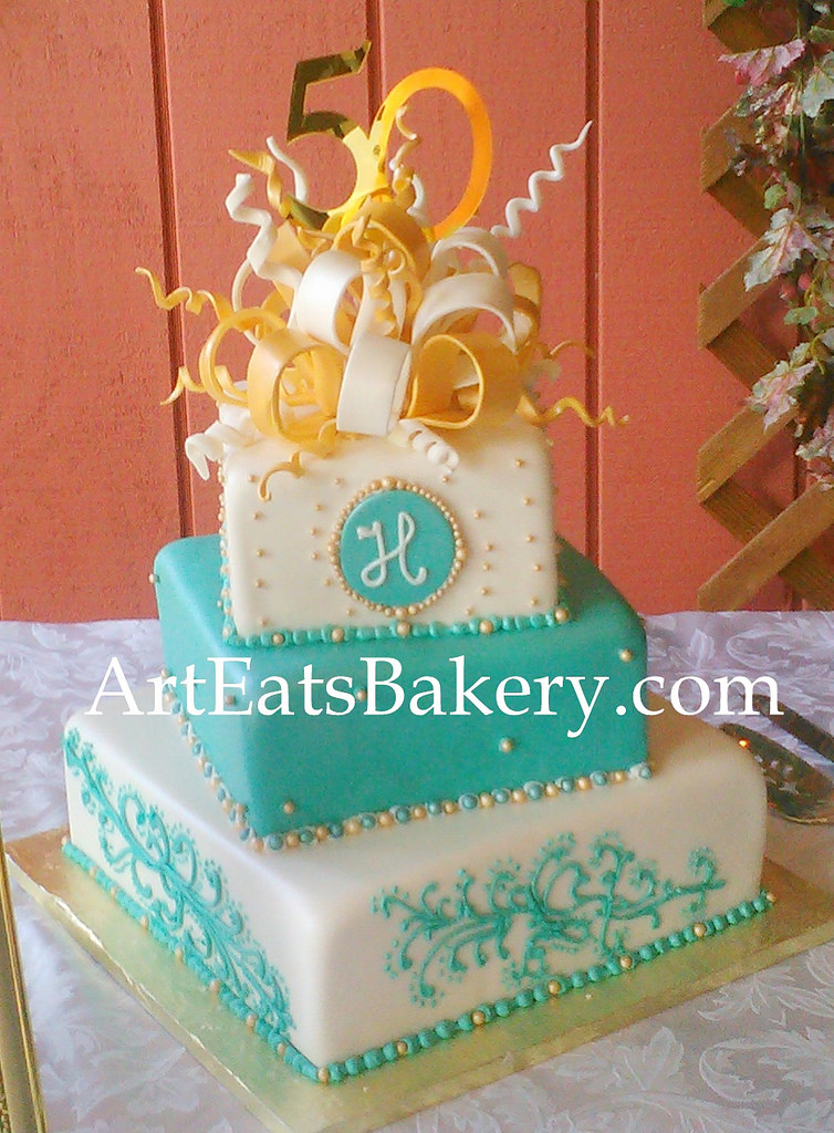 White and Gold 50th Anniversary Cake White and Gold 50th Anniversary Cake