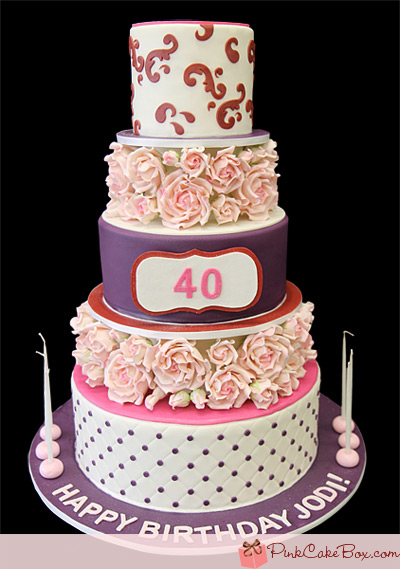 40th Birthday Cake Pink Roses 40th Birthday Cake Pink Roses