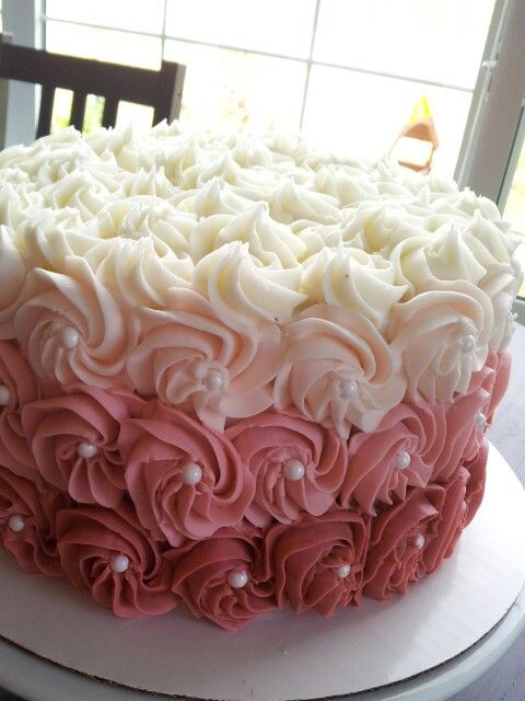 First Birthday Ombre Rose Cake First Birthday Ombre Rose Cake