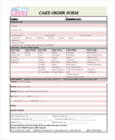 free printable order forms