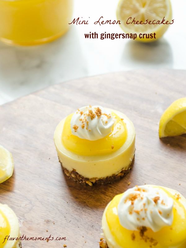 Mini Lemon Cheesecakes with Gingersnap Crust Mini Lemon Cheesecakes with Gingersnap Crust