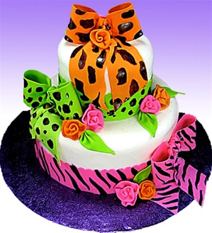 Neon Animal Print Birthday Cake