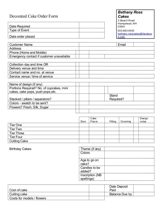6 Photos of Printable Order Sheets For Cakes 6 Photos of Printable Order Sheets For Cakes