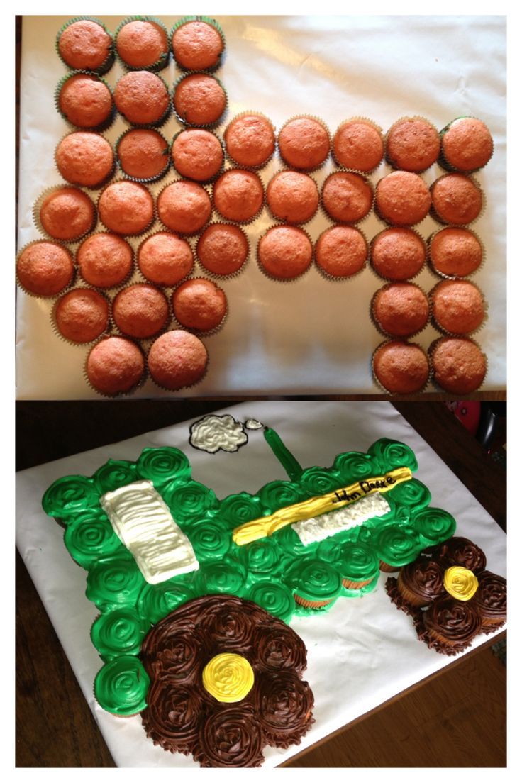 Pull Apart Cupcake Cake Tractor