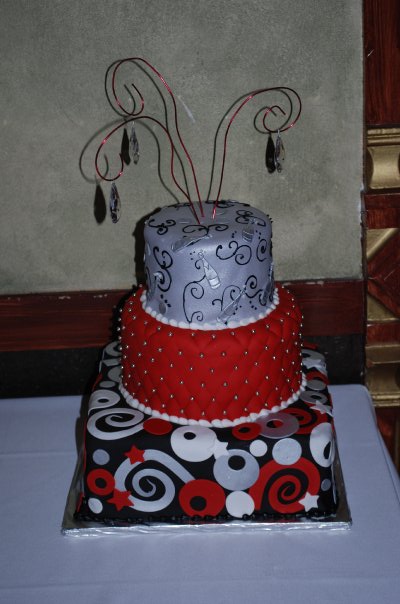 Red Black and Silver Wedding Cakes