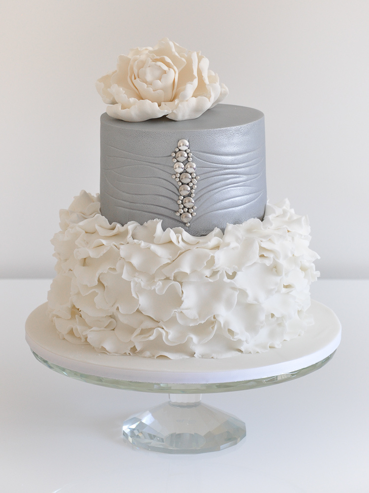 Red White and Silver Wedding Cake